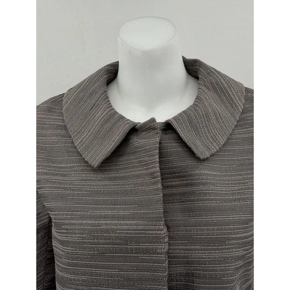 Ann Taylor Jacket Womens Small Gray Taupe Textured Blazer Snap Front Office Work - Picture 2 of 10